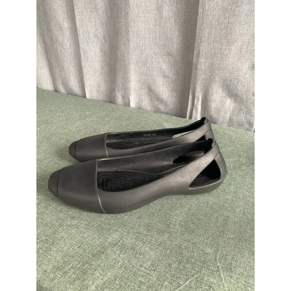 Women’s Crocs Black Ballet Flats – Size 9 – Iconic Comfort Slip-Ons - Picture 1 of 5